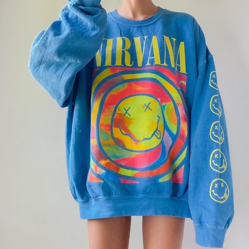 Urban Outfitters Oversized Blue Nirvana Sweatshirt